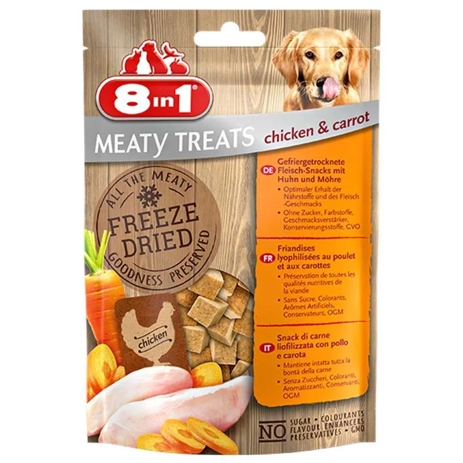 8in1 Freeze Dried Meaty Treats Au Poulet Et Aux Carottes Pour Chien 50 G 3 8in1 Freeze Dried Meaty Treats Au Poulet Et Aux Carottes Pour Chien 50 G