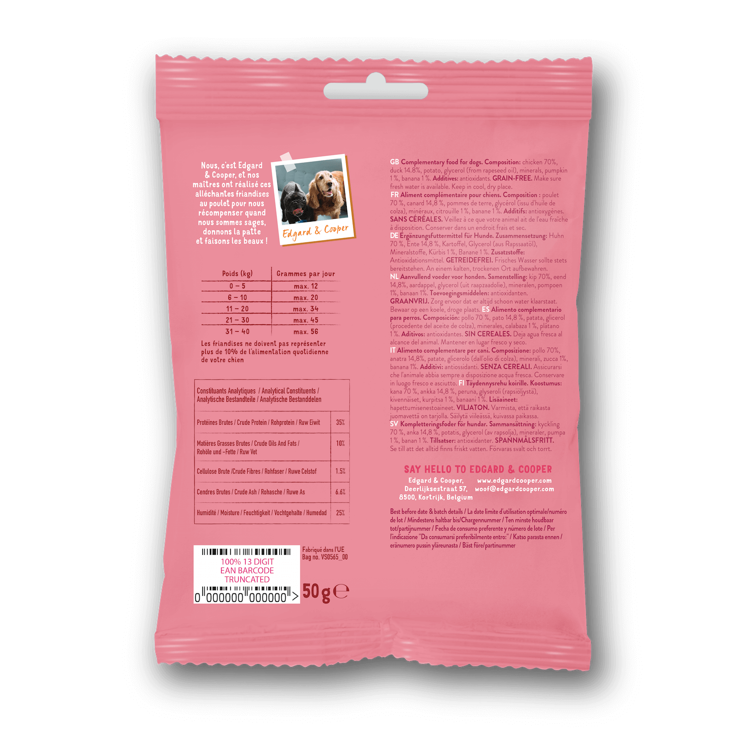 Edgard & Cooper Bonbecs Canard & Poulet Chien & Chiot 50 G – Image 2