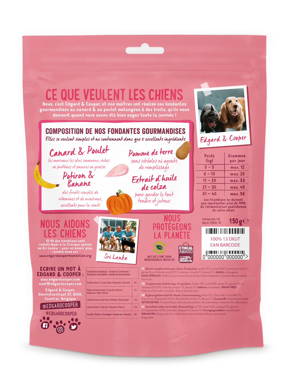 Edgard & Cooper Fondantes Gourmandises Canard-Poulet Chien 150 G – Image 2