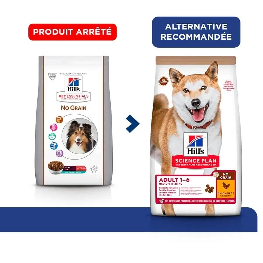 Hill's Vetessential No Grain Hill's Science Plan VetEssentials Canine Adult Medium No Grain Thon & Pommes De Terre 10 Kg 3 Hill's Vetessential No Grain Hill's Science Plan VetEssentials Canine Adult Medium No Grain Thon & Pommes De Terre 10 Kg