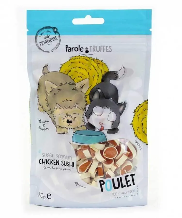Parole De Truffes Friandises Sushi De Poulet Pour Chat Et Chien 80 G - Destockage 3 Parole De Truffes Friandises Sushi De Poulet Pour Chat Et Chien 80 G - Destockage
