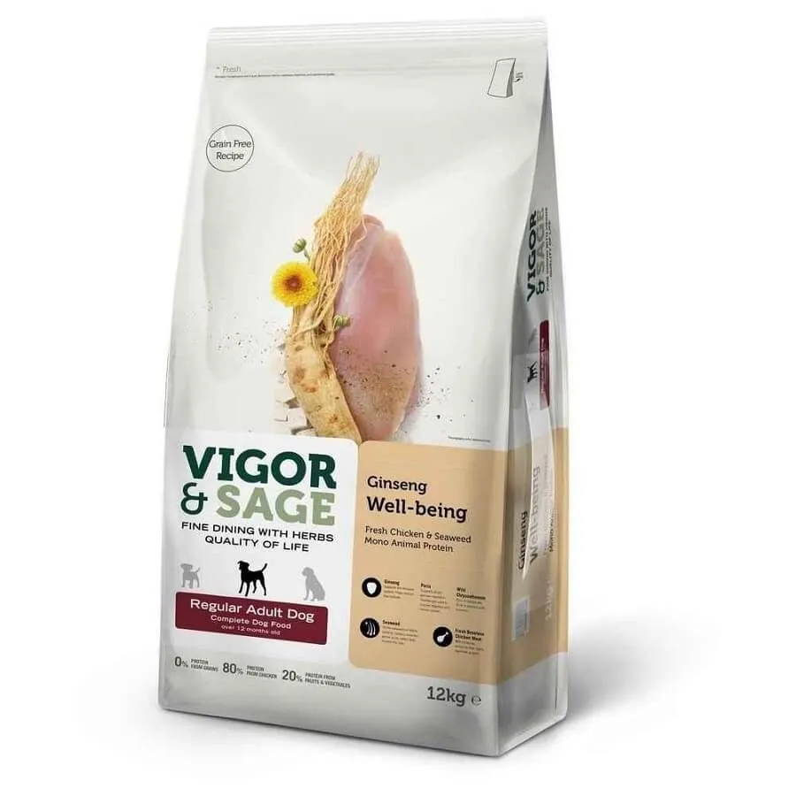 Vigor Sage Vigor & Sage Chien Adulte Ginseng/Poulet 12 Kg - Destockage 3 Vigor Sage Vigor & Sage Chien Adulte Ginseng/Poulet 12 Kg - Destockage